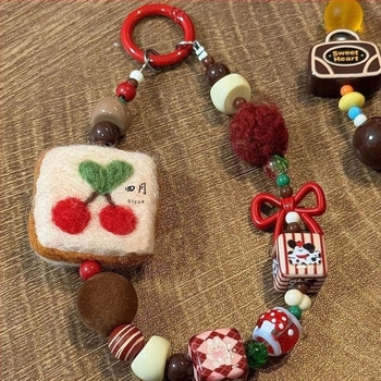 Lanyard pentru telefon din nylon cu pandantiv ceramic geometric, cataramă din plastic, ambalat individual