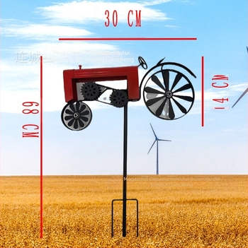 Spinner de vânt cu tractor - construcție metalică, stil modern minimalist, potrivit pentru casă, grădină și birou