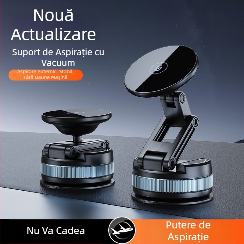 Suport pentru telefon auto cu ventuză, bază magnetică, design pliabil pentru parbriz