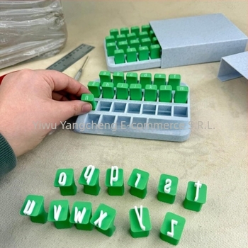 Set de ștampilă din lut cu alfabet – litere mari și mici, PLA, turnare prin injecție, jucării-model, stil pătrat