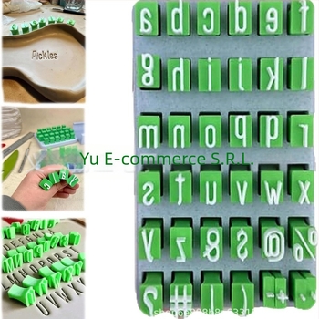Set de ștampilă din lut cu alfabet – litere mari și mici, PLA, turnare prin injecție, jucării-model, stil pătrat