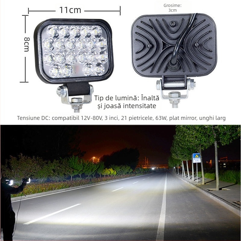 Spotlight LED pentru vehicule - 3W, corp din aluminiu turnat, capac PC, impermeabil, potrivit pentru mașini, camioane, vehicule electrice și tricicluri