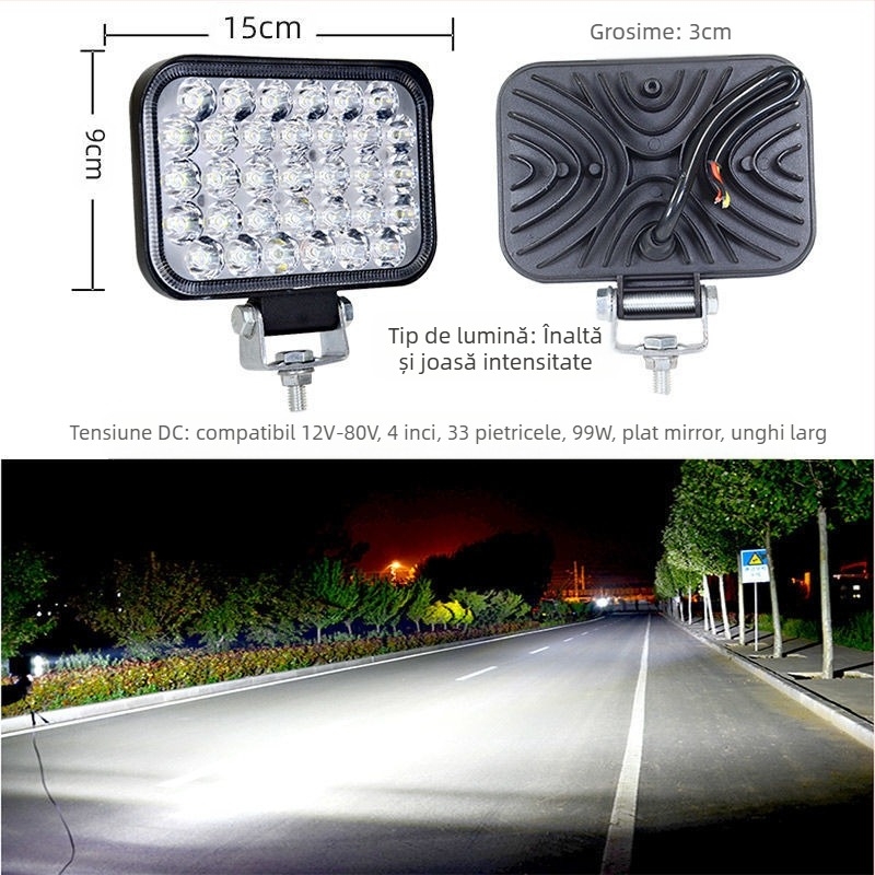 Spotlight LED pentru vehicule - 3W, corp din aluminiu turnat, capac PC, impermeabil, potrivit pentru mașini, camioane, vehicule electrice și tricicluri