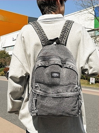 Rucsac din denim pentru călătorii în timpul liber - Capacitate mare, stil unisex, respirabil, curele de umăr curbate