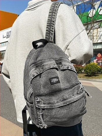 Rucsac din denim pentru călătorii în timpul liber - Capacitate mare, stil unisex, respirabil, curele de umăr curbate