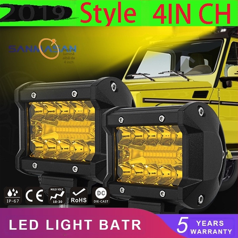 Lumina de lucru LED cu trei fascicule pentru motociclete și utilizare off-road, 60W, 9–32V, corp din aliaj de aluminiu, sursă LED OSL, durată de viață 50.000 ore, 6500–7000K, model 60w20