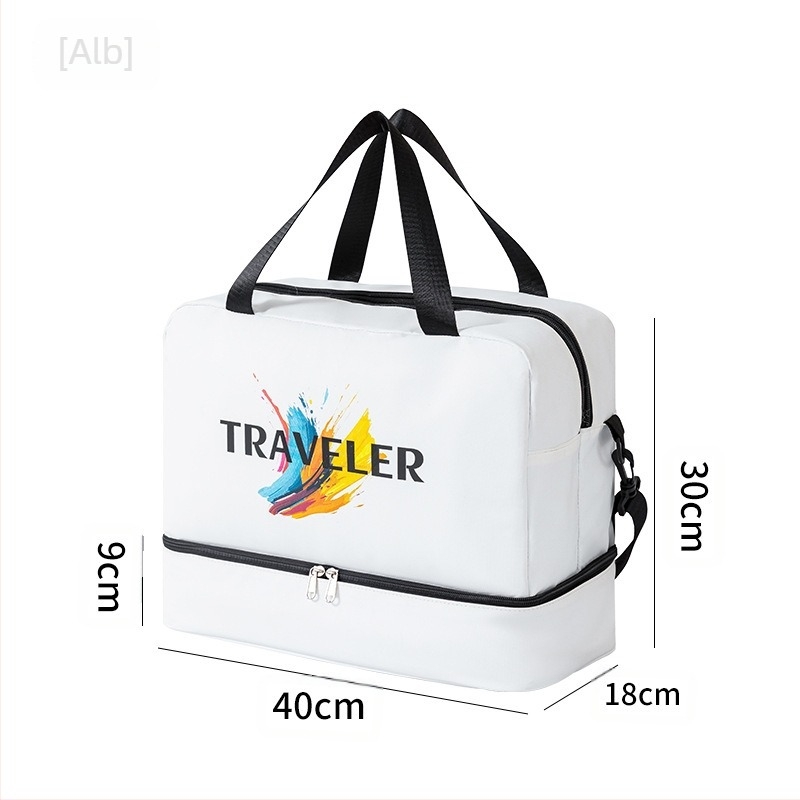 Geantă de umăr pentru călătorii, impermeabilă, cu compartiment uscat-umed, material 600D, unisex, pentru călătorii de agrement.