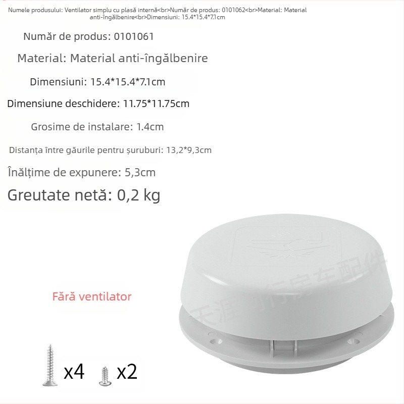 Cap de ventilație pentru acoperiș RV cu formă de ciupercă; compatibil cu RV și caravane; fără personalizare a procesării
