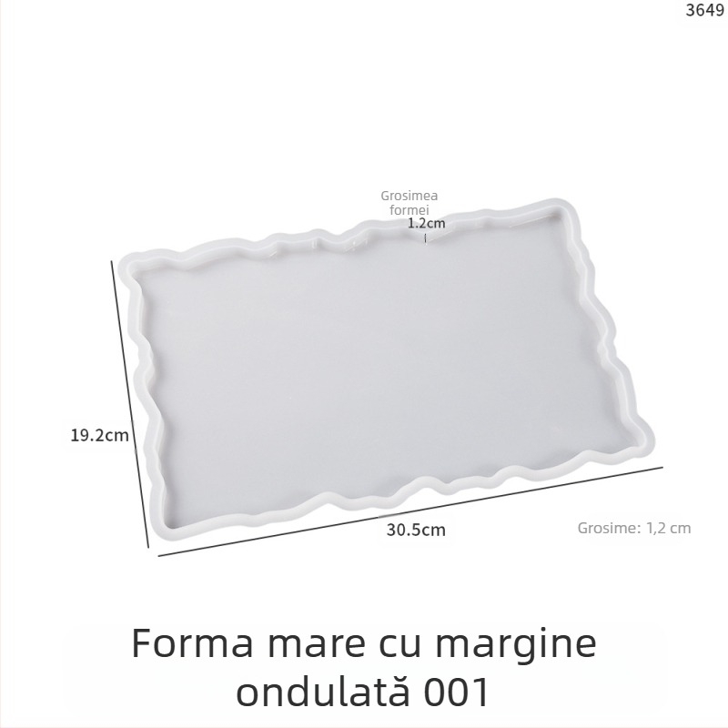 Formă din silicon pentru rășină DIY - Tavă dreptunghiulară neregulată cu margine dantelată pentru platou de fructe
