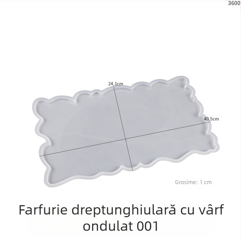 Formă din silicon pentru rășină DIY - Tavă dreptunghiulară neregulată cu margine dantelată pentru platou de fructe