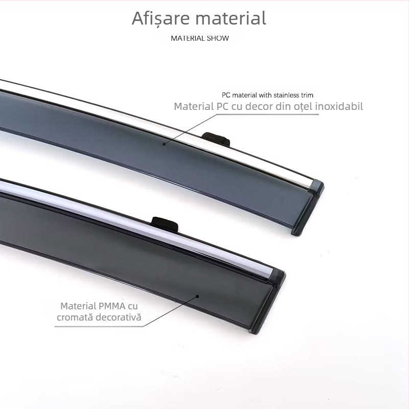 Protecție pentru geam Toyota Yaris 2008-2011 – YST, Injecție îngroșată, Material acrilic/PC cu bandă din oțel inoxidabil, Montaj cu cârlig și bandă adezivă, 4 buc/set