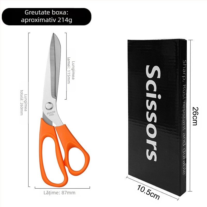 Foarfece de croitor din oțel inoxidabil, cu mâner ergonomic ce economisește efortul, pentru tăierea țesăturii și a hârtiei