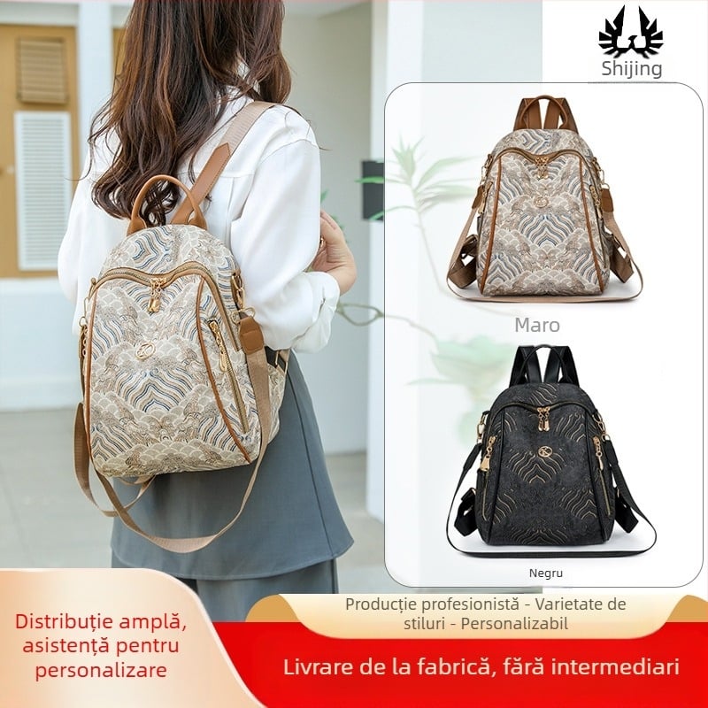 Rucsac din nylon, Toamnă 2024, căptușeală poliester, fermoar, buzunar interior pentru telefon