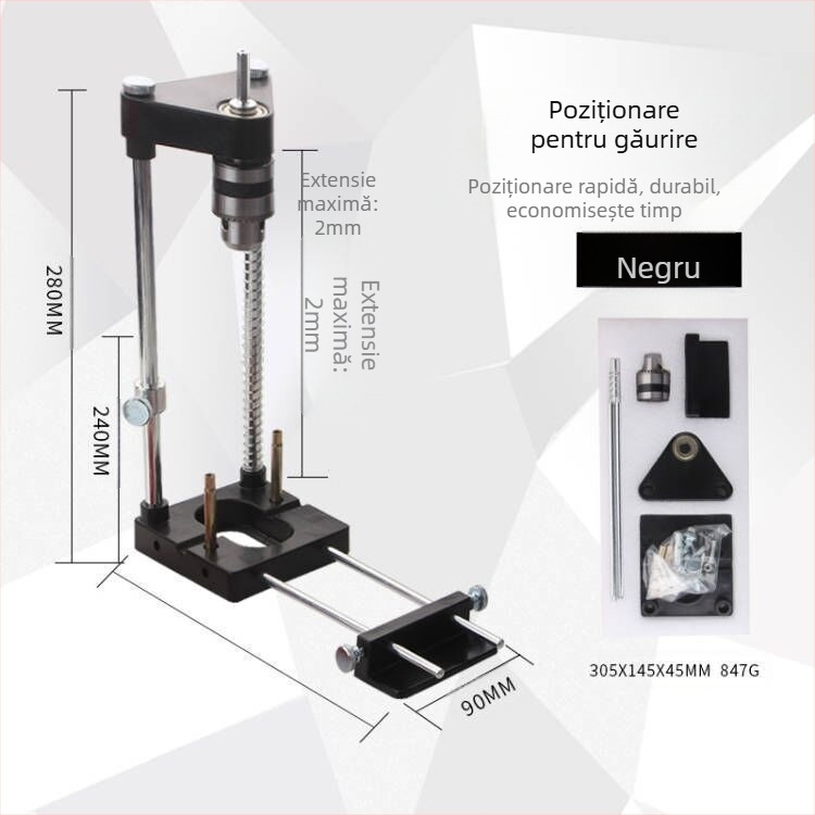 Woodpeckers locator portabil pentru găurire – locator de precizie pentru tâmplă, construcție din metal și plastic tehnic, pentru întreținere casnică