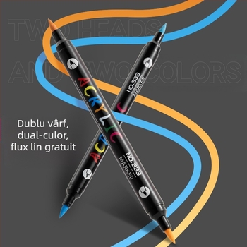 Marker acrilic cu vârf dublu, rezistent la apă, vârf moale pentru graffiti