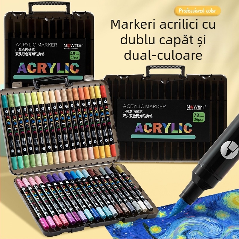 Marker acrilic cu vârf dublu, rezistent la apă, vârf moale pentru graffiti