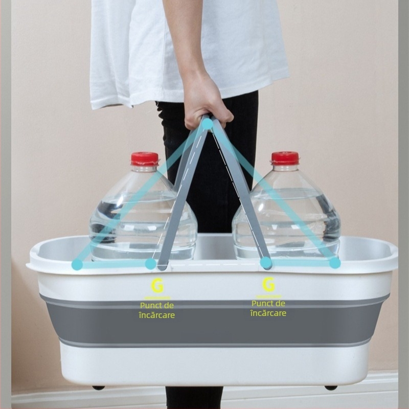 Găleată pentru mop din silicon, pliabilă, pentru spălarea auto în exterior, capacitate de încărcare peste 10 kg