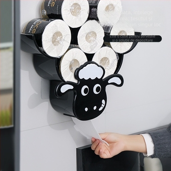 Decorațiune de perete pentru cutia de șervete, model Sheep Tissue Box, material plastic, stil modern minimalist, marca Bandao.