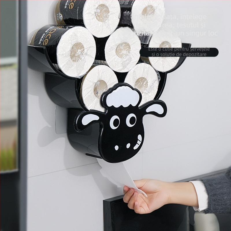Decorațiune de perete pentru cutia de șervete, model Sheep Tissue Box, material plastic, stil modern minimalist, marca Bandao.