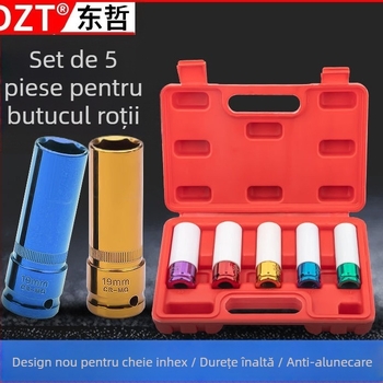 Set de husă pentru cheia cu soclu, 3 piese, oțel crom-vanadiu, cromare lucioasă, standard metric