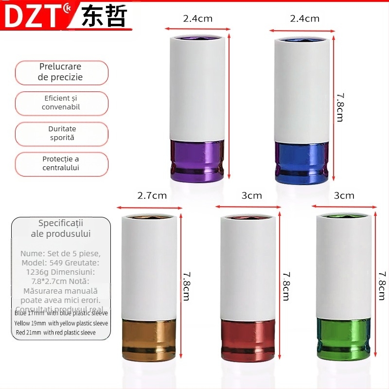 Set de husă pentru cheia cu soclu, 3 piese, oțel crom-vanadiu, cromare lucioasă, standard metric