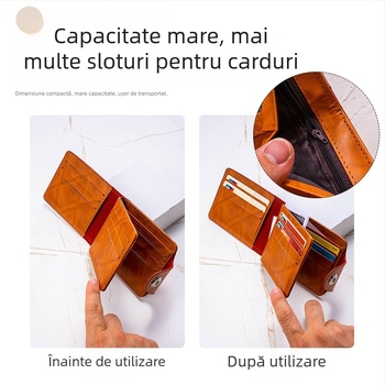 Portofel scurt din PU, cu model dolar, mai multe sloturi pentru carduri, cataramă magnetică