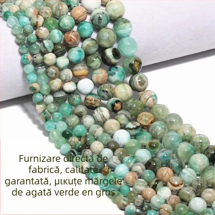 Perle pentru bijuterii DIY – mărgele rotunde din piatră cu model, tăiate, șlefuite și lustruite