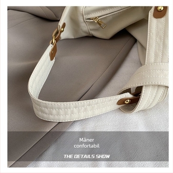 Geantă tote din nylon pentru femei, stil urban simplu, formă de tip dumpling, închidere cu fermoar, capacitate medie, utilizare zilnică