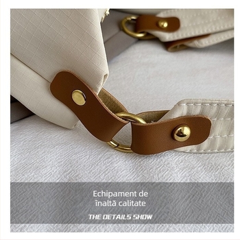 Geantă tote din nylon pentru femei, stil urban simplu, formă de tip dumpling, închidere cu fermoar, capacitate medie, utilizare zilnică