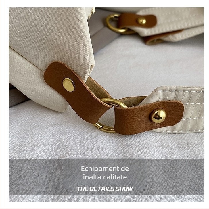 Geantă tote din nylon pentru femei, stil urban simplu, formă de tip dumpling, închidere cu fermoar, capacitate medie, utilizare zilnică