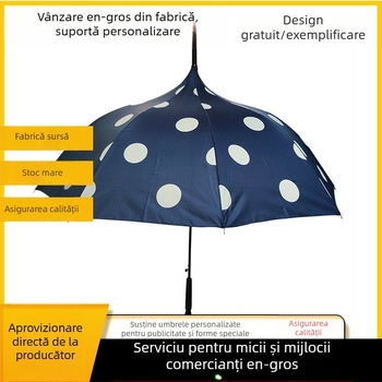Umbrelă pagodă cu 8 brațe din oțel, mâner lung, deschidere automată, țesătură 190T, posibilitatea personalizării logo-ului