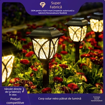 Lumină solară pătrată din plasă pentru decor exterior, LED, întrerupător cu inducție, design în formă de floare, model 2024-22, timp de funcționare 6–12 ore
