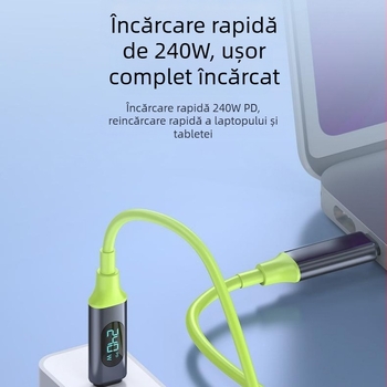 Cablu date Type-C cu afișaj digital, încărcare rapidă 240W, conector unic, PVC