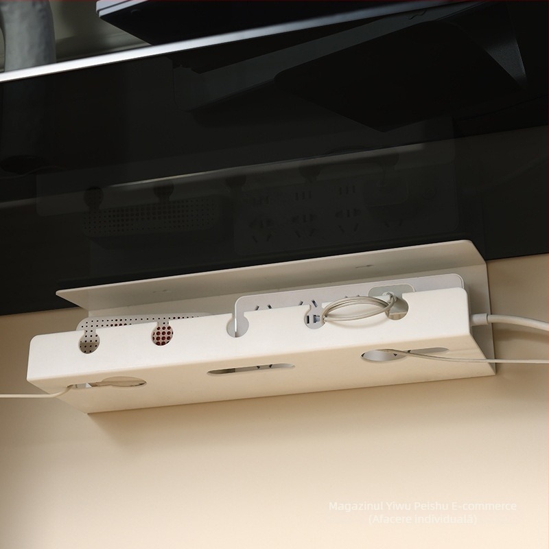 Gestionare cabluri sub birou – cutie-slot pentru cabluri, organizare fire, montaj fără găuri