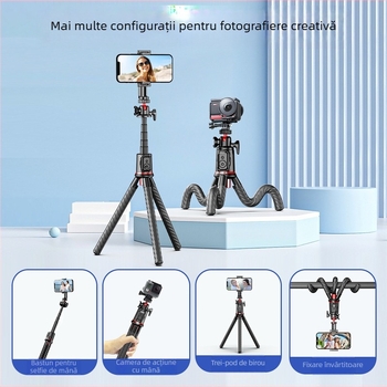 Three Eight C03: Trepied caracatiță pentru telefon și GoPro cu telecomandă Bluetooth – Plastic