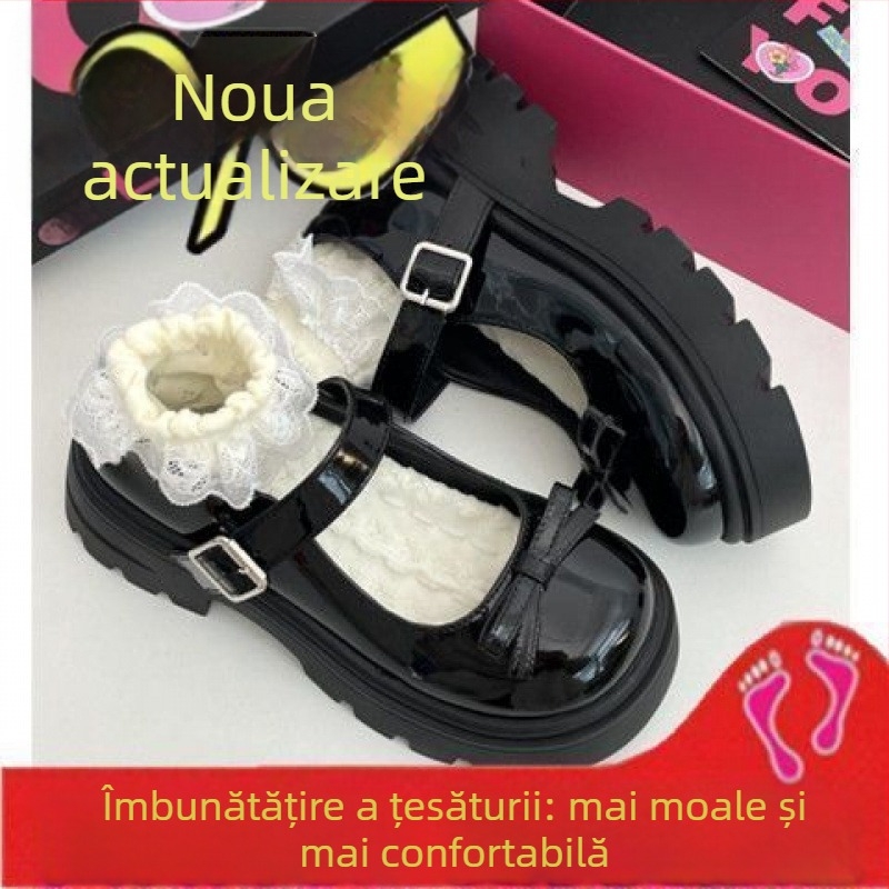 Pantofi Mary Jane cu talpă groasă pentru femei — PU partea superioară, vârf rotund, toc mediu 3–5 cm, talpă groasă, închidere cu o cataramă