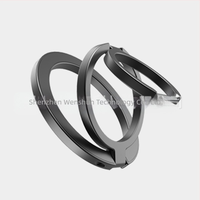 Suport pentru telefon cu inel magnetic, din aliaj, design pliabil în trei părți, include placă magnetică, bandă adezivă lavabilă, etichetă lucioasă