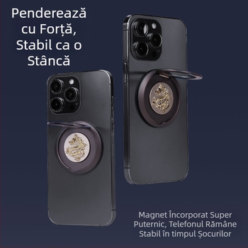 Suport metalic pentru telefon cu inel magnetic MagSafe, rotire la 360°, compatibil MagSafe