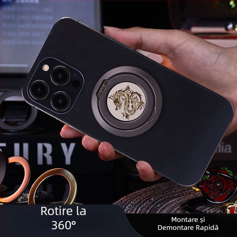 Suport metalic pentru telefon cu inel magnetic MagSafe, rotire la 360°, compatibil MagSafe