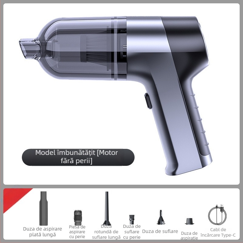 Aspirator de mână pentru mașină, fără fir — trei în unu, 7.4V, 55W, aspirație 9000Pa, umed și uscat