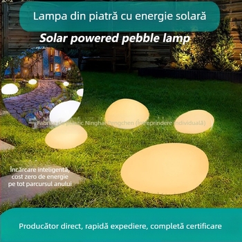 Lămpi solare în formă de pietricele pentru spații exterioare, Model 001, sticlă, durată de iluminare 6–12 ore