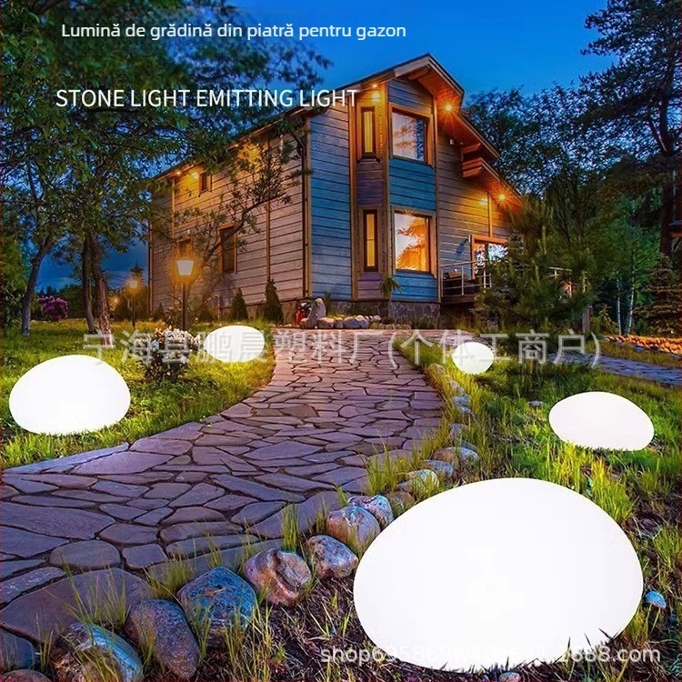 Lămpi solare în formă de pietricele pentru spații exterioare, Model 001, sticlă, durată de iluminare 6–12 ore