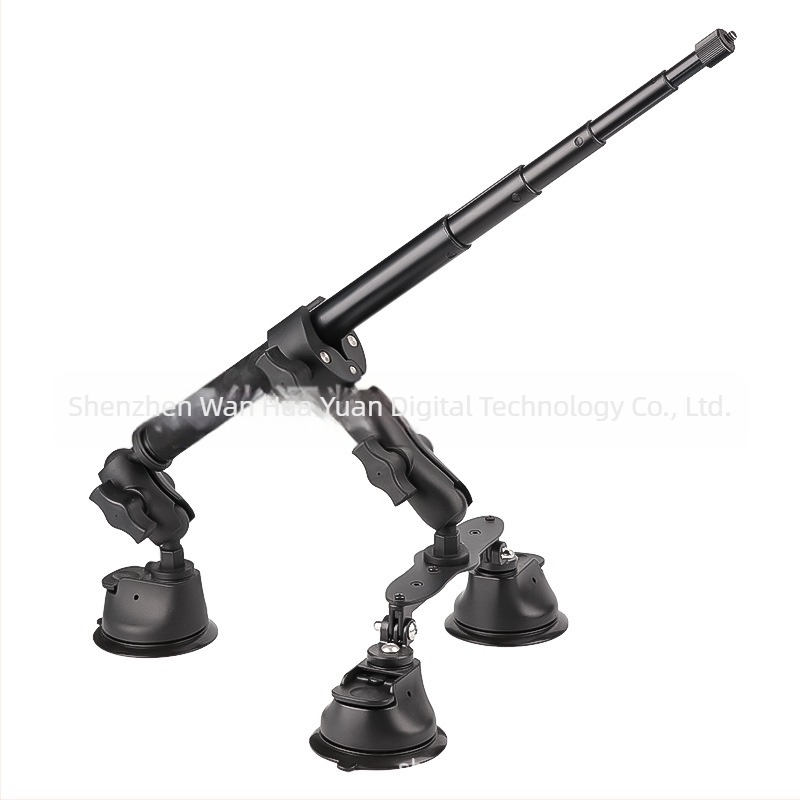 Suport auto cu ventuză pentru selfie stick, compatibil Insta360 X3, GoPro și DJI Action — a treia perspectivă