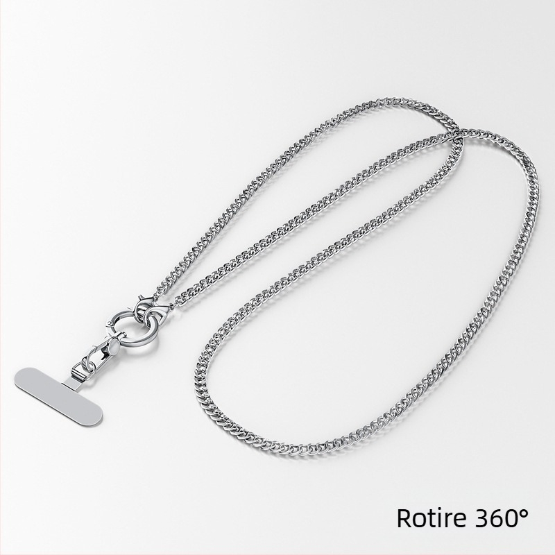 Lanier pentru telefon mobil cu curea metalică și cataramă metalică, finisaj electroplacat, unisex, clips metalic