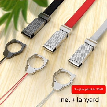 Lanard pentru telefon cu șnur detașabil din nailon, cataramă metalică, placare electroplată și imprimare logo