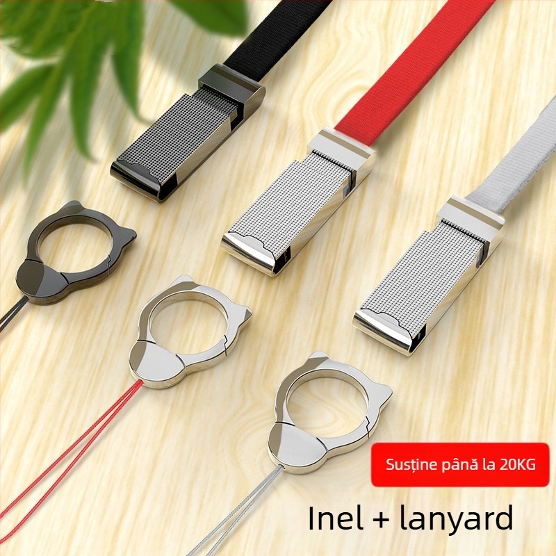 Lanard pentru telefon cu șnur detașabil din nailon, cataramă metalică, placare electroplată și imprimare logo