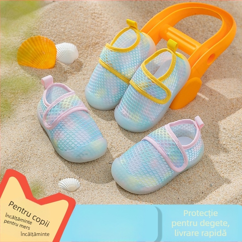 Pantofi pentru bebeluși și copii mici, cu partea superioară din plasă, respirabili, închidere Velcro, talpă joasă, pentru 12–36 luni