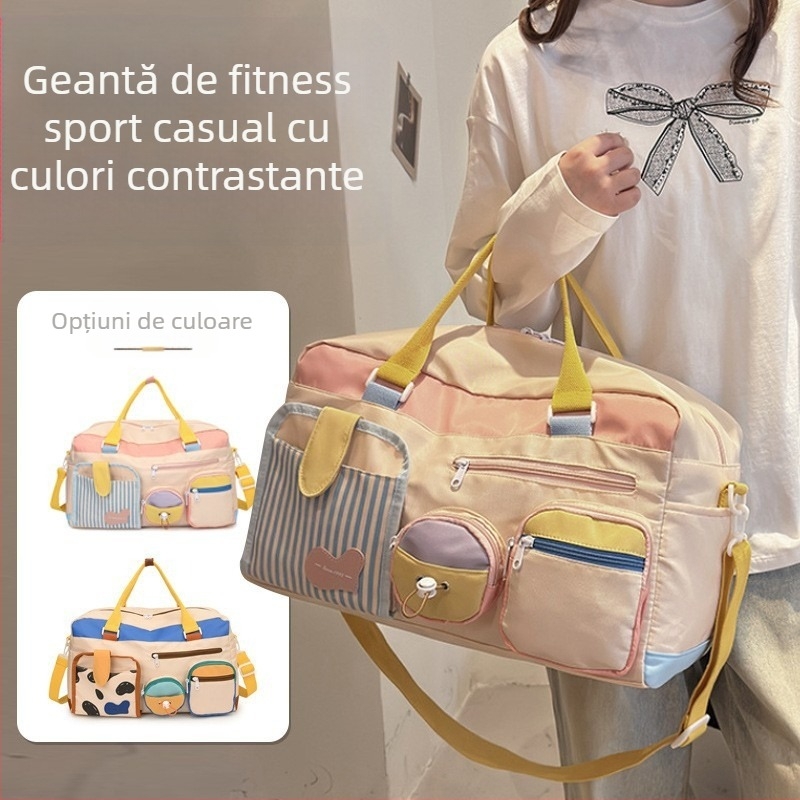Geantă de călătorie portabilă Dopamine pentru femei, stil casual street-trend, capacitate mare 20–35L, material Oxford, impermeabilă și ultraușoară, pentru călătorii de agrement (20–35L, material Oxford, impermeabilă & ultraușoară, Street trend, Leisure tr