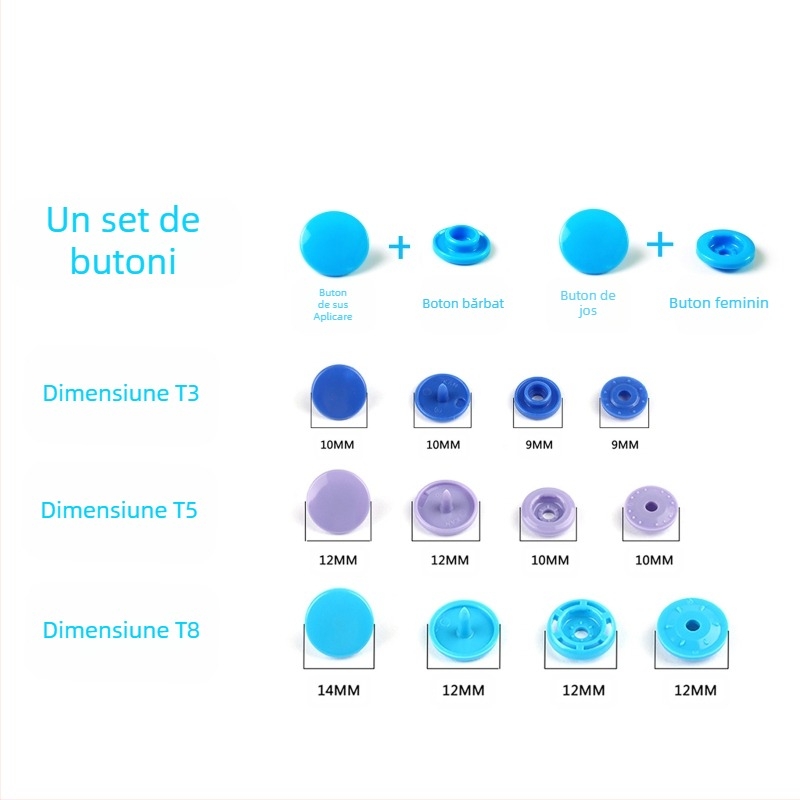 Set nasturi T5 din rășină, închidere cu patru cleme, în cutie, cu trusă de unelte, pentru tricotaje, seturi de 360 și 150 de piese