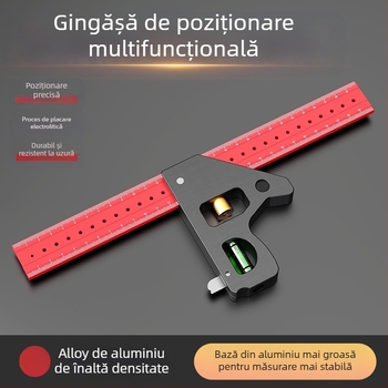 Riglă de tâmplă la 90 de grade și riglă unghiulară multifuncțională – îngroșată, precizie înaltă, riglă universală combinată